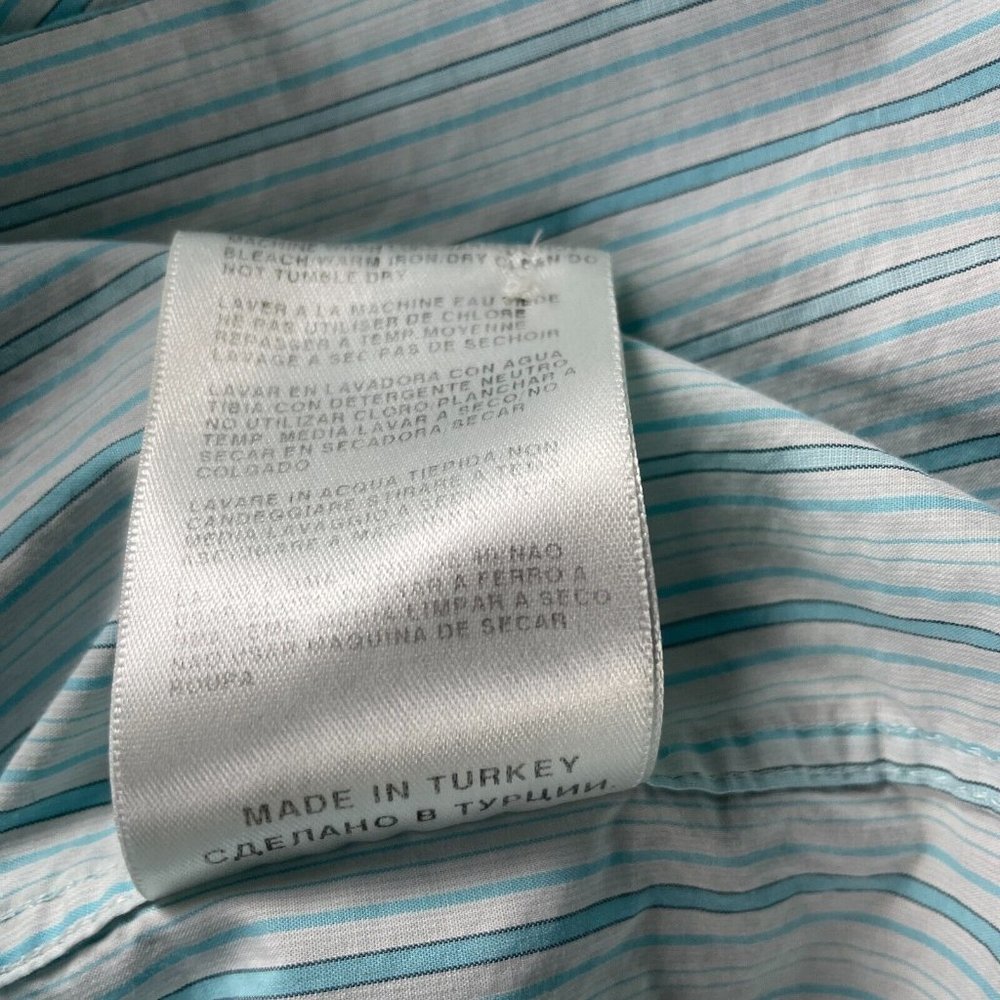 Hugo Boss Dress Shirt Men's Size 42 16.5 Blue Striped Button Up Long Sleeve - Picture 9 of 13